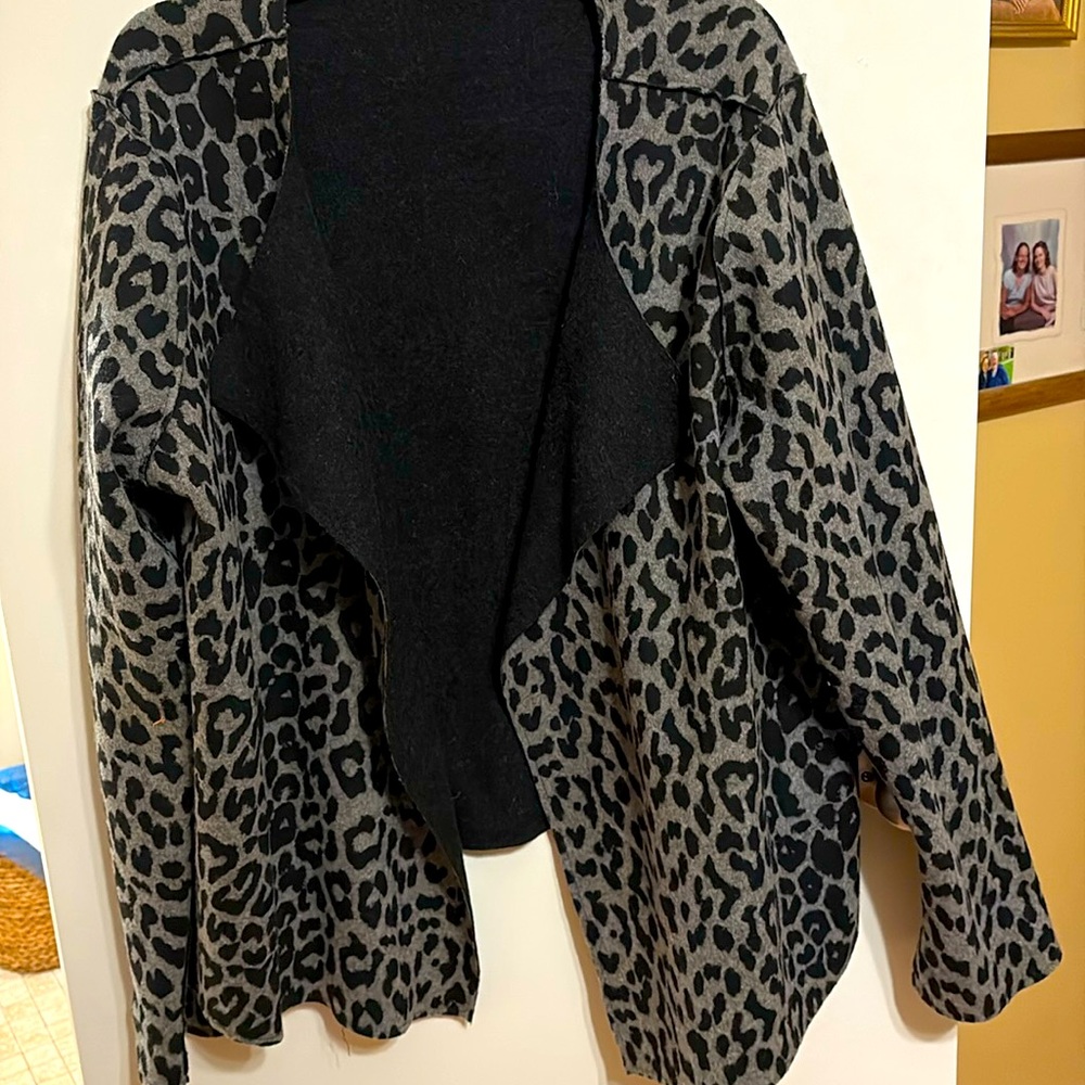 Reversible wool open front jacket